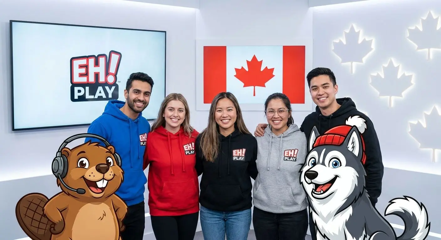 Friendly PlayOJO Canada team-style illustration with bright brand characters