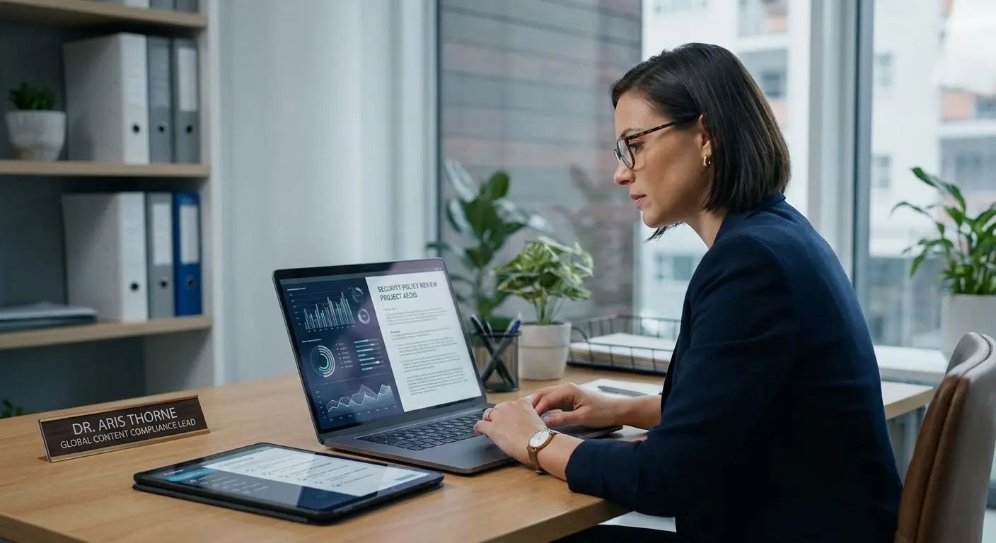 Fictional compliance content expert reviewing platform policy documents