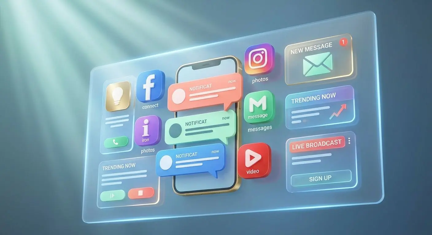 Social media icons and smartphone for PlayOJO updates