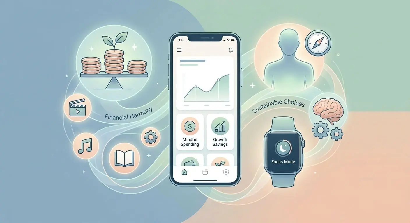 Responsible spending control visual with smartphone and transaction tracking