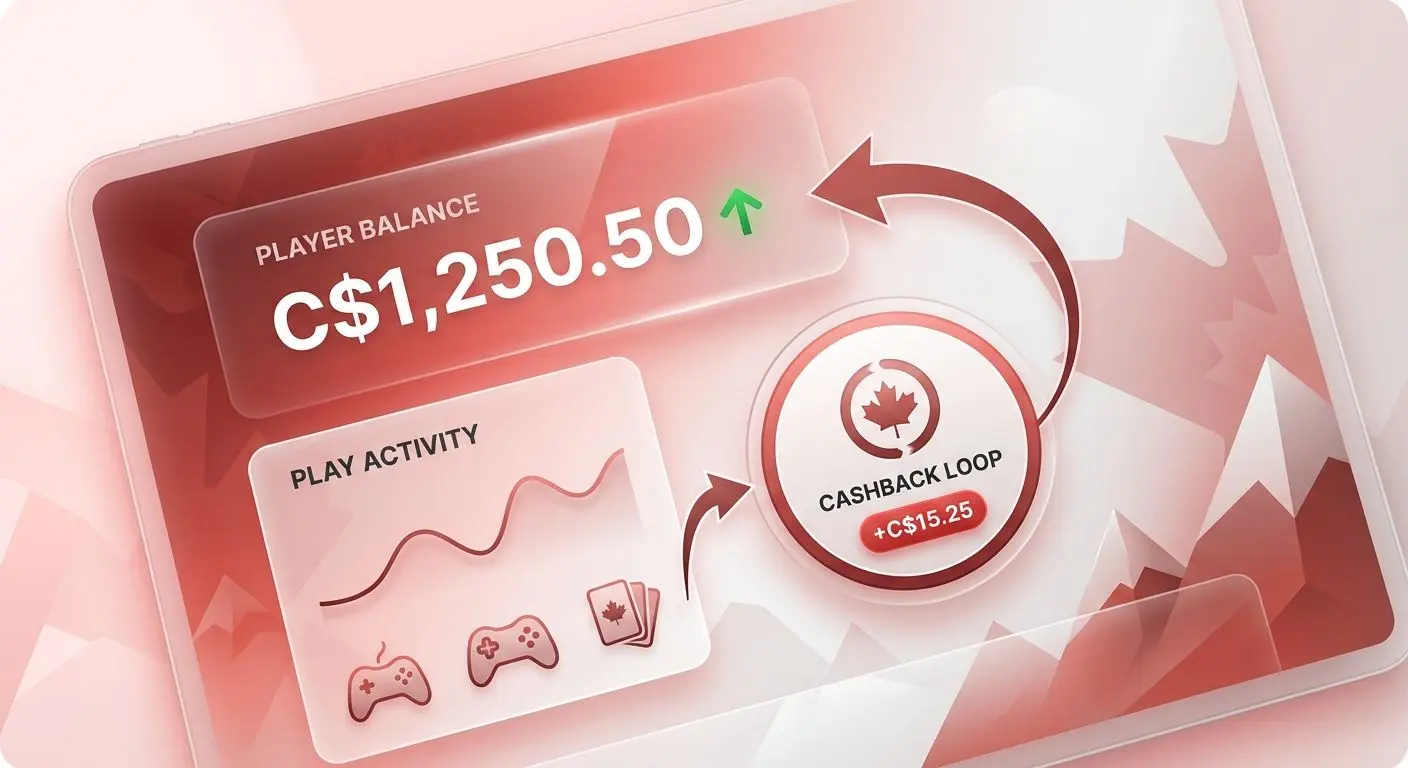 Money returning to a player balance as cashback in CAD